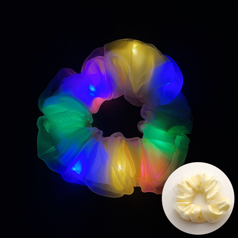 Wholesale Led Luminous Large Intestine Hair Ring DIY Night Light Flower Shiny Fat Intestine Head Rope Nightclub Rubber Band Hair Accessories